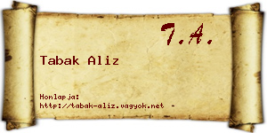 Tabak Aliz névjegykártya